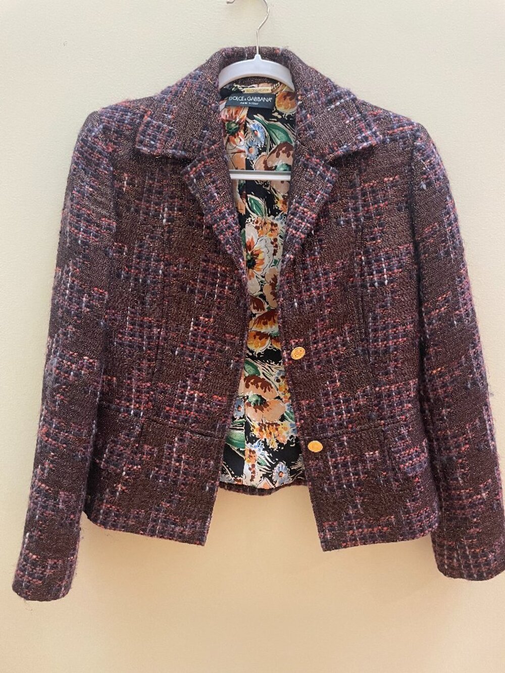 Dolce & Gabbana Metallic Tweed Bouclé Blazer Jacket